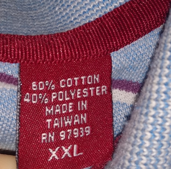 Allan Flusser men's Blue Stripe Weekend Polo Shirt Size XXL - Picture 7 of 7